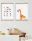 Bright Alphabet and Giraffe Print - Prints Animals