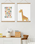 Cute Giraffe and Multi Alphabet Print - Prints Animals
