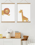 Cute Lion and Giraffe Print - Prints Animals