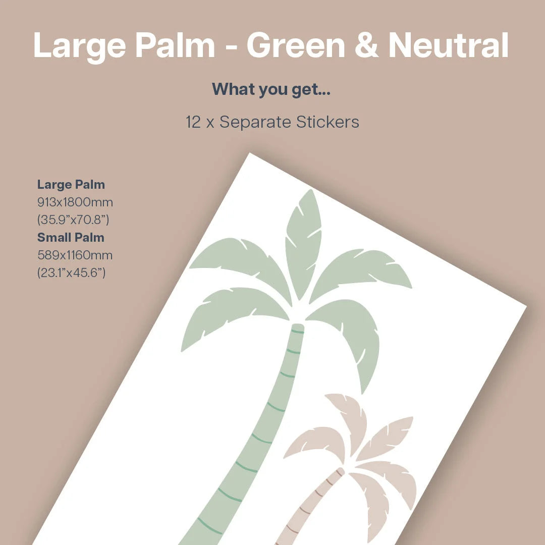 Green & Neutral Palm Tree Wall Decal - Large - Decals