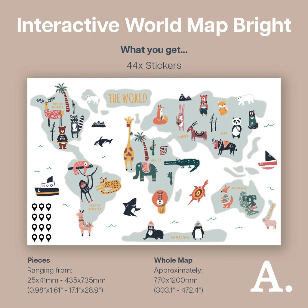 Interactive World Map - Bright - Decals - Maps