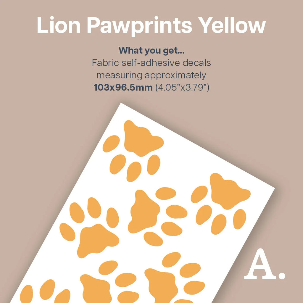 Lion Paw Print Wall Decals - Yellow Abstract Shapes