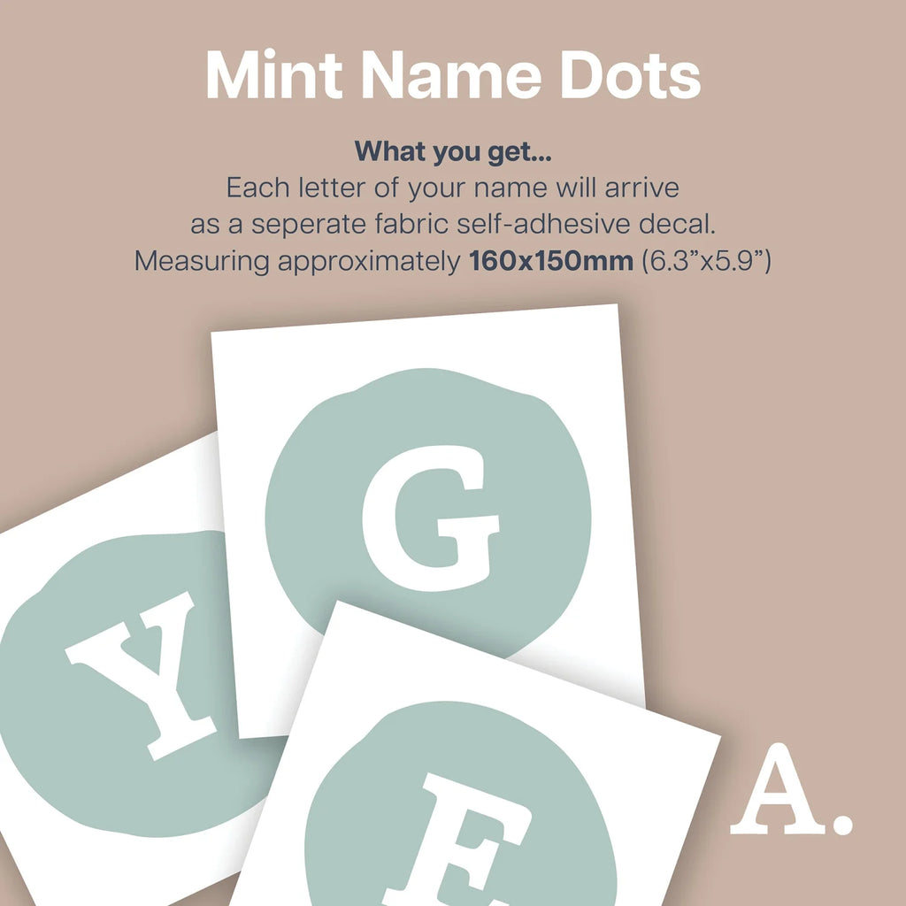 Mint Personalised Name Dots - Decals Personalisation