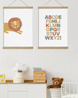 Multi Alphabet and Cute Lion Print - Prints Animals
