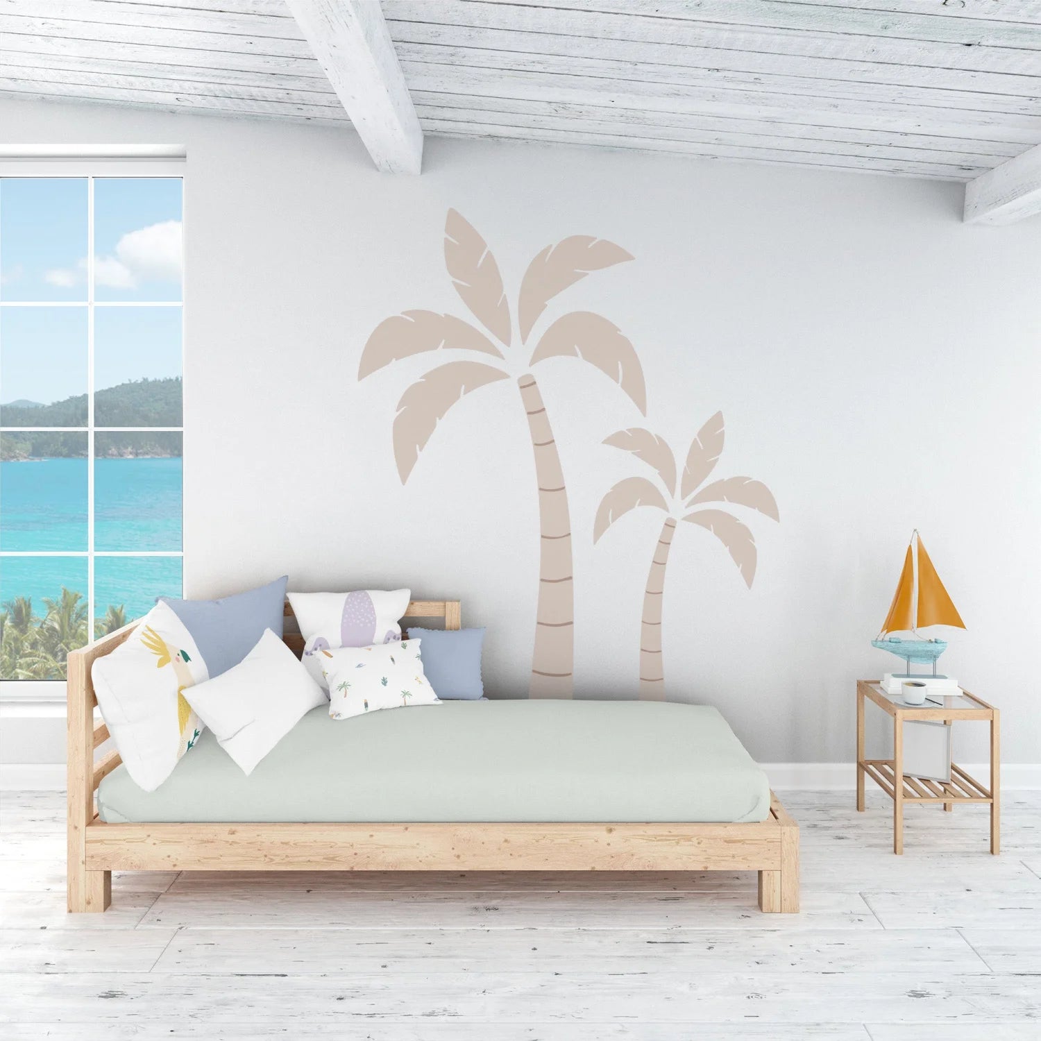Neutral Palm Tree Wall Decal - Large - Decals - Florals
