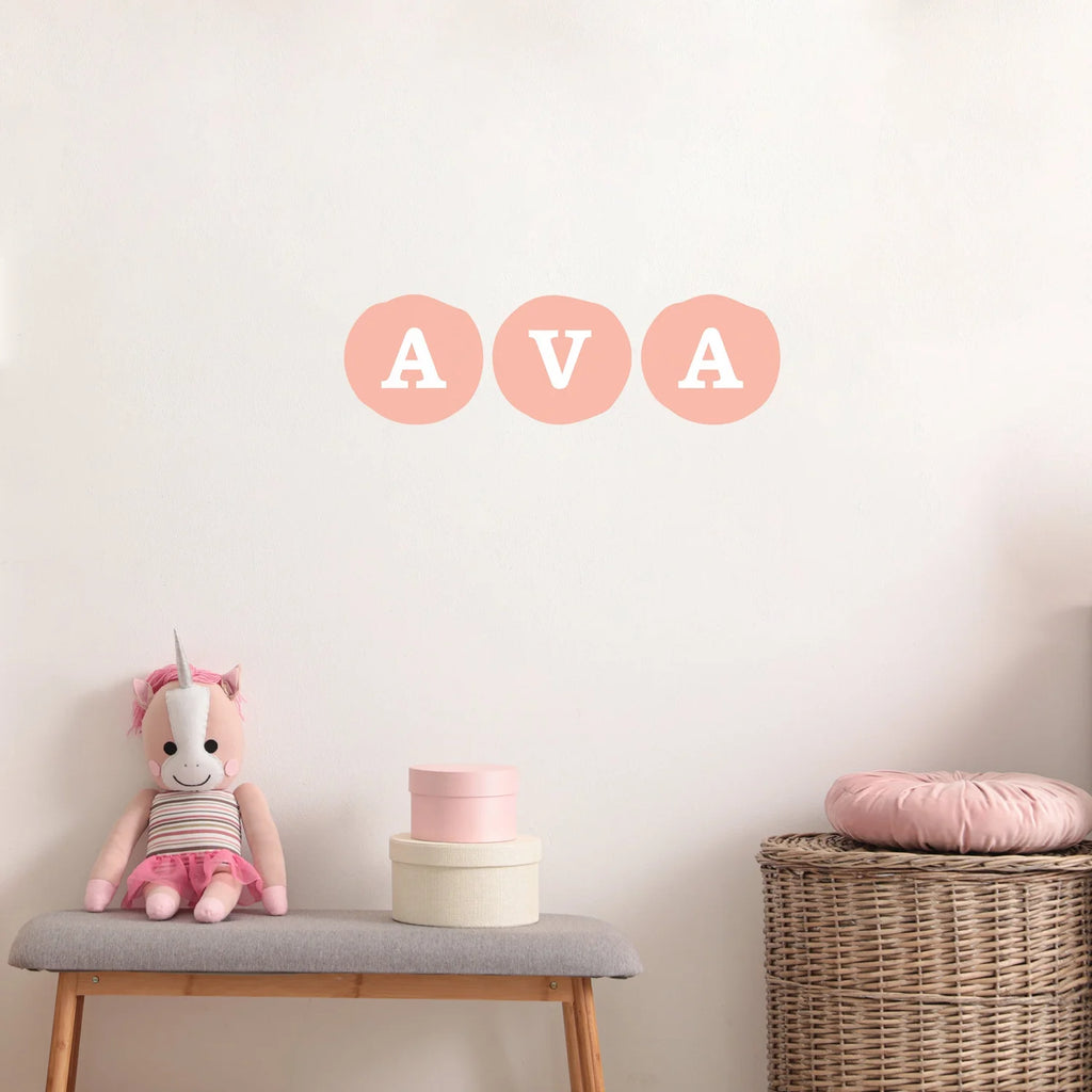 Pink Personalised Name Dots - Decals Personalisation