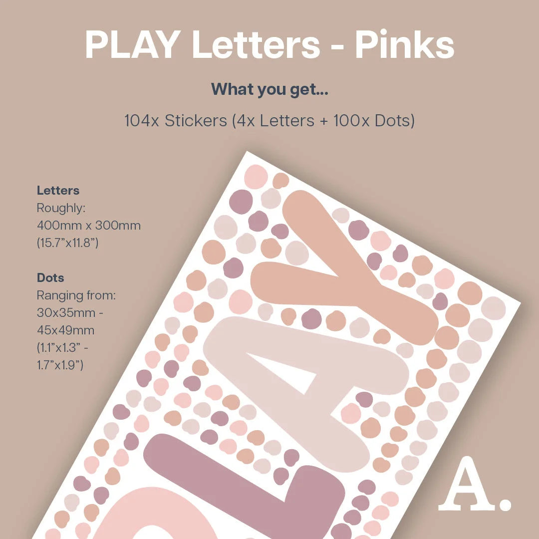 PLAY Letters - Pinks - Decals - Alphabet