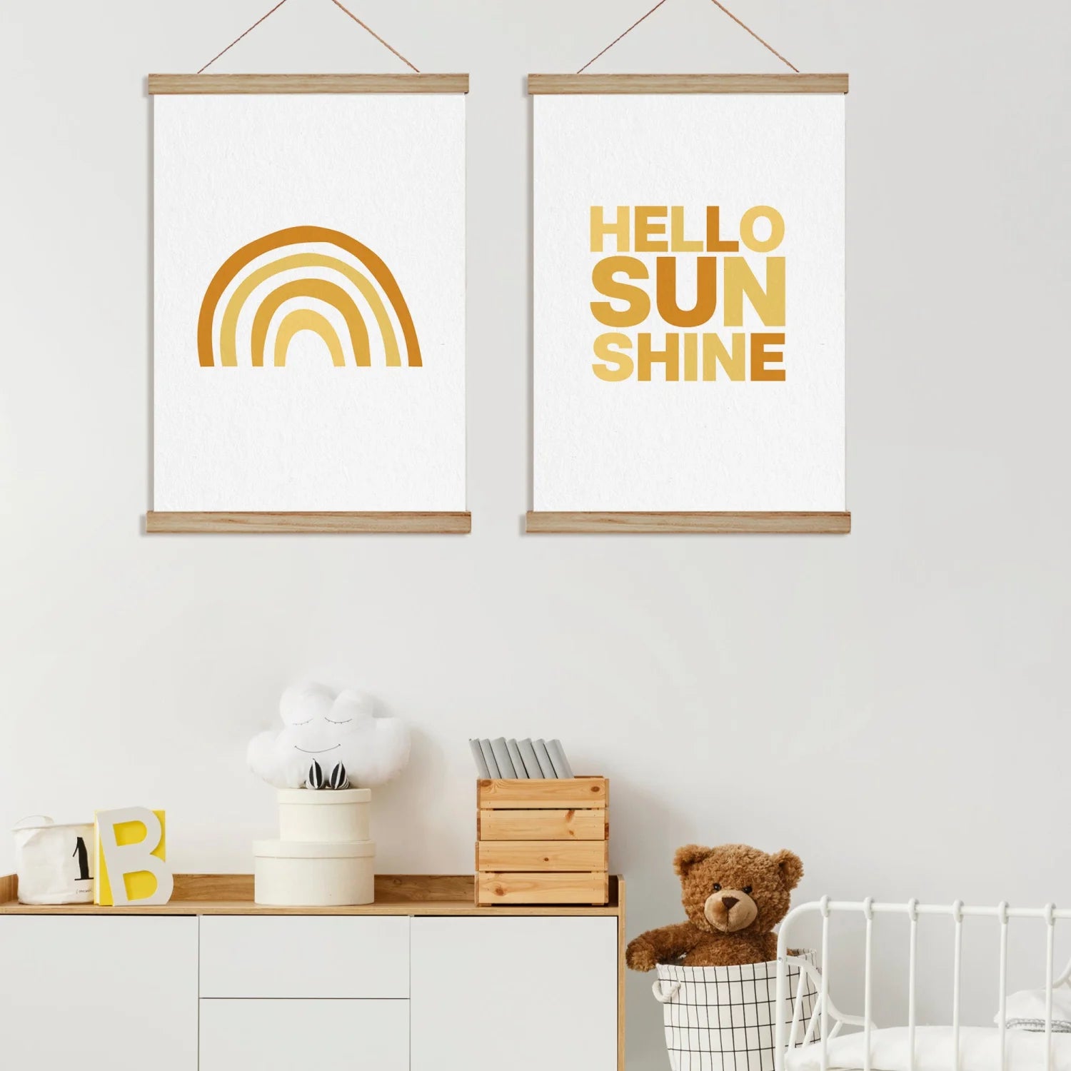 Rainbow Sun and Hello Sunshine Print - Prints Boho Love